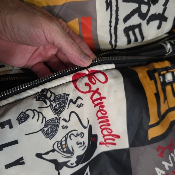 Born Fly Logo Puffer Jacket Size XL Reversible Black And White Flyest By Nature - Picture 13 of 15